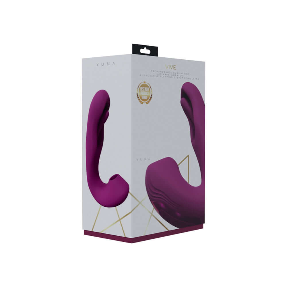 Vive Yuna Rechargeable Dual Action Airwave Vibrator With Innovative G-Spot Flapping Stimulator Pink | 8714273051806 | Discreet Personal Wellness