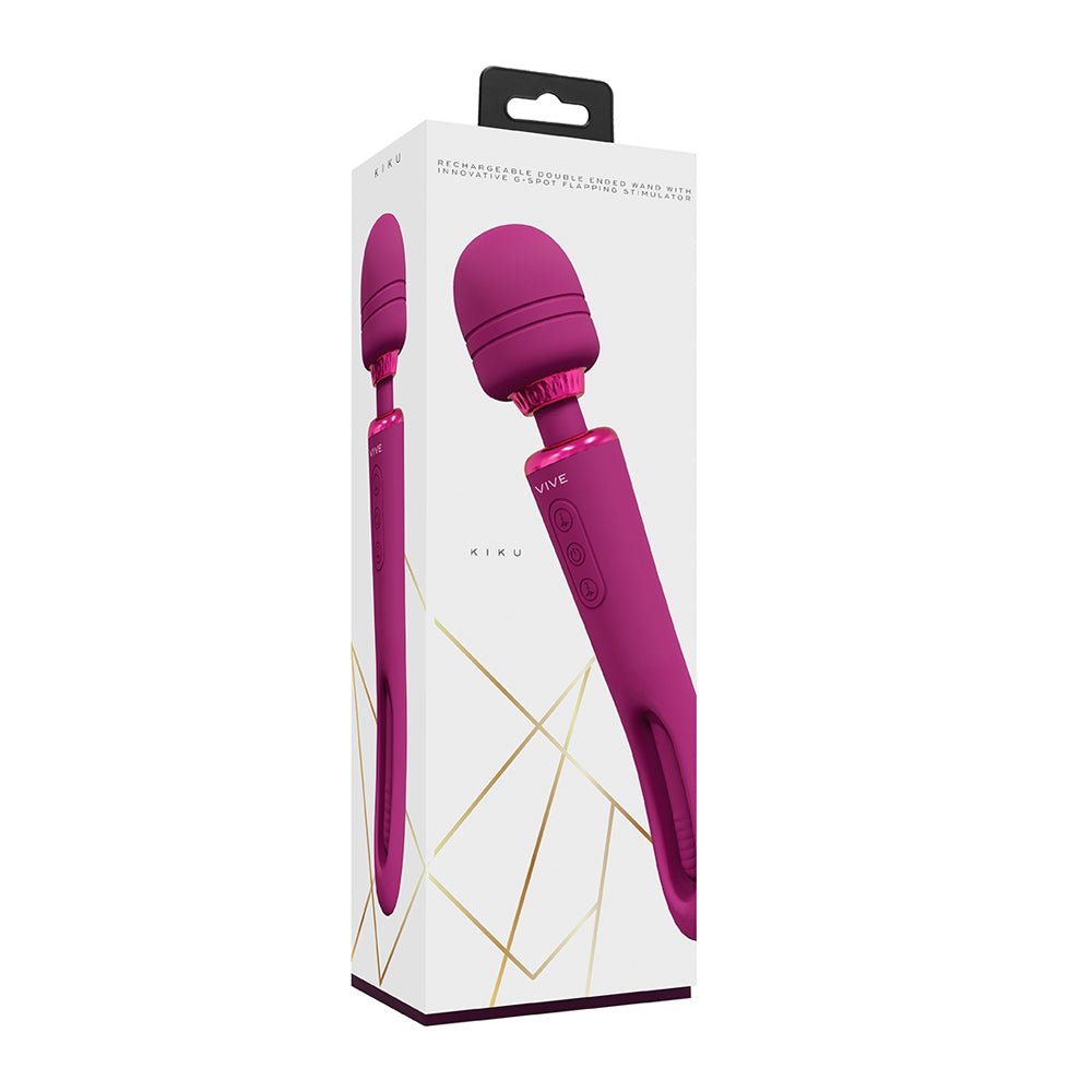 Vive Kiku Double Wand With G-Spot Flapping Pink | 8714273051820 | Discreet Personal Wellness