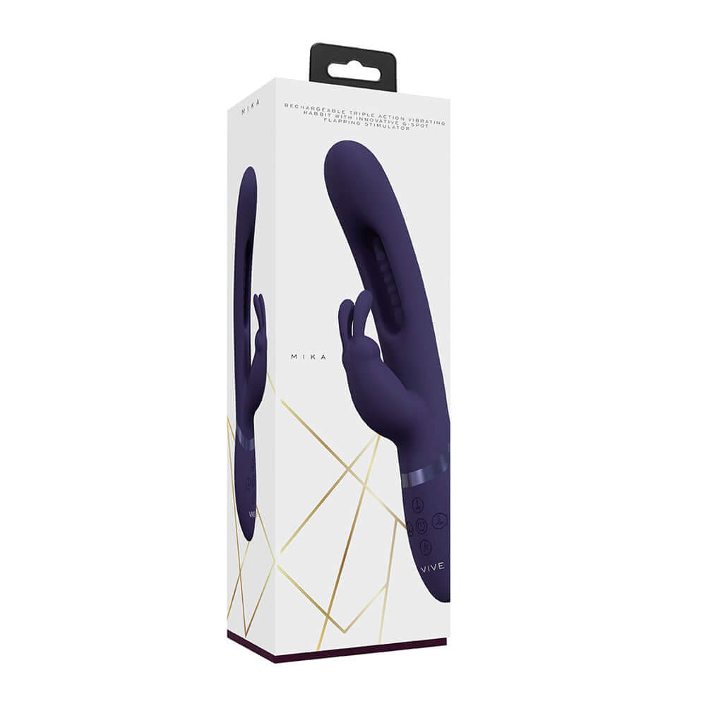 Vive Mika Triple Rabbit With G-Spot Flapping Purple | 8714273051851 | Discreet Personal Wellness