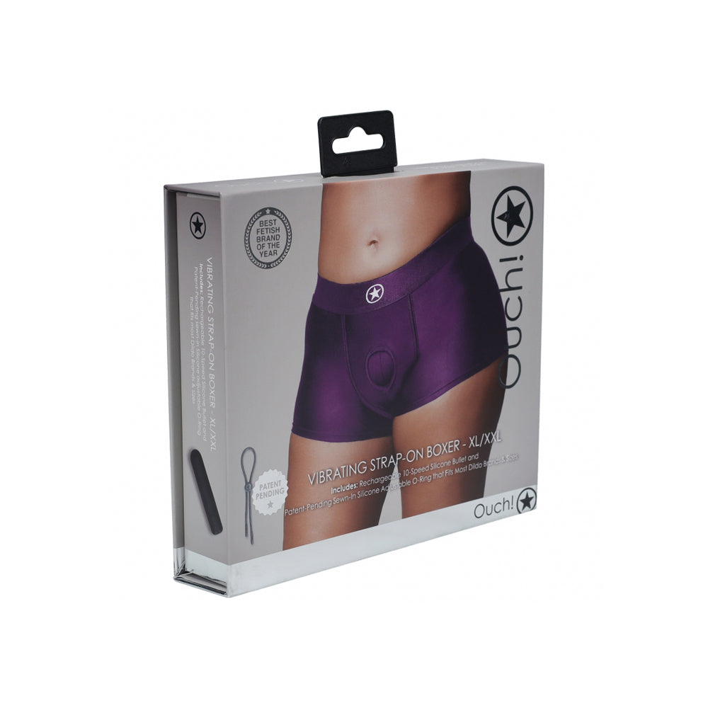 Ouch! Vibrating Strap-On Boxer Purple Xl/Xxl | 8714273052902 | Discreet Personal Wellness