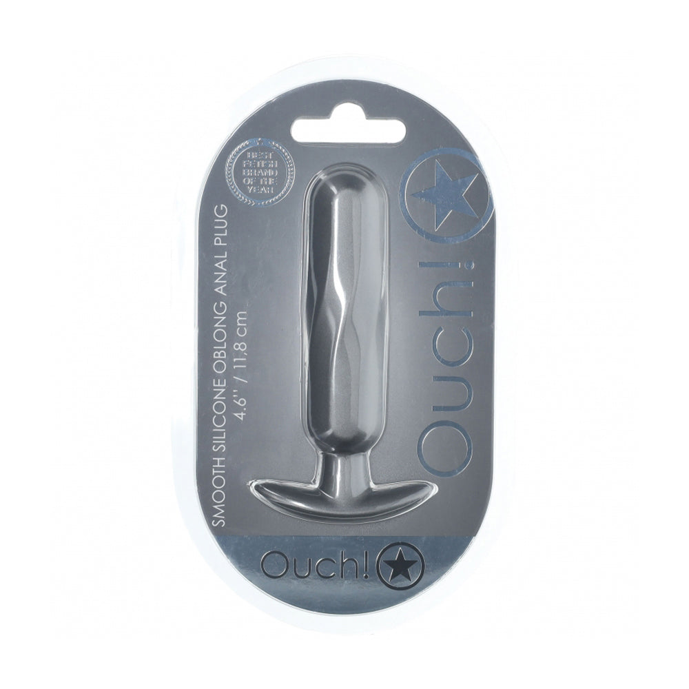 Ouch! Oblong Anal Plug Silicone Gun Metal | 8714273057037 | Discreet Personal Wellness