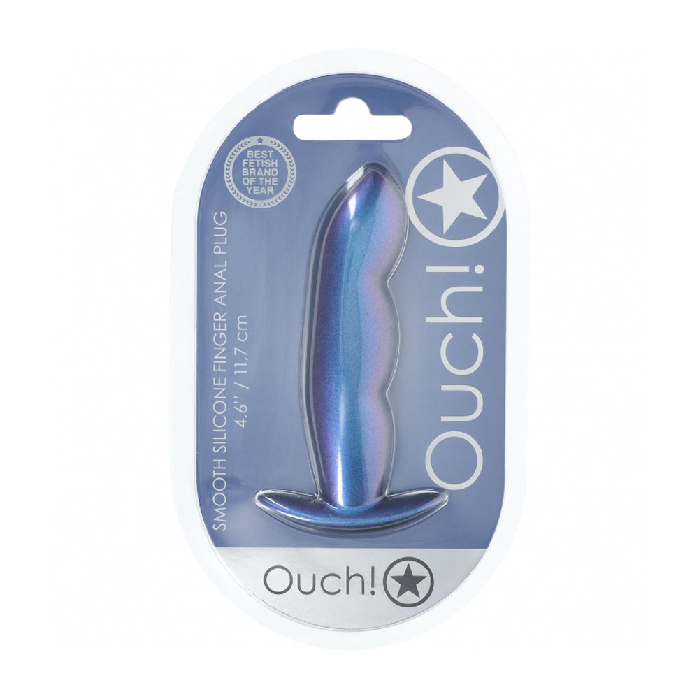 Ouch! Finger Anal Plug Silicone Metallic Blue | 8714273057082 | Discreet Personal Wellness