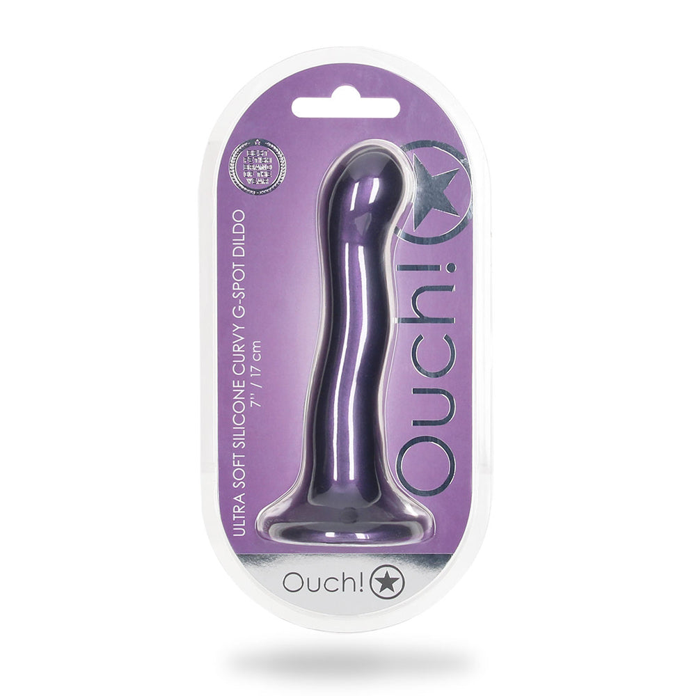 Ultra Soft Silicone Curvy G-Spot Dildo 7" Metallic Purple | 8714273493422 | Discreet Personal Wellness