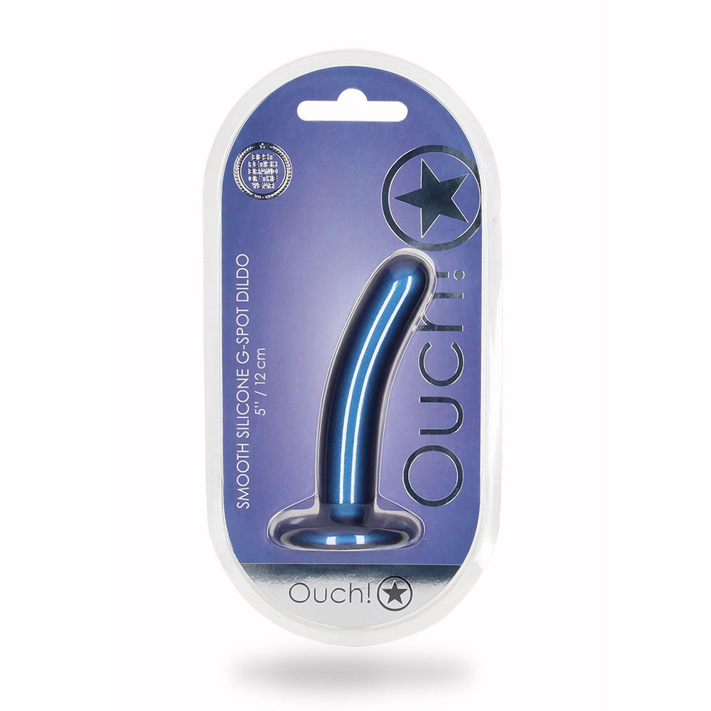 Smooth Silicone G-Spot Dildo 5" Metallic Blue | 8714273493774 | Discreet Personal Wellness