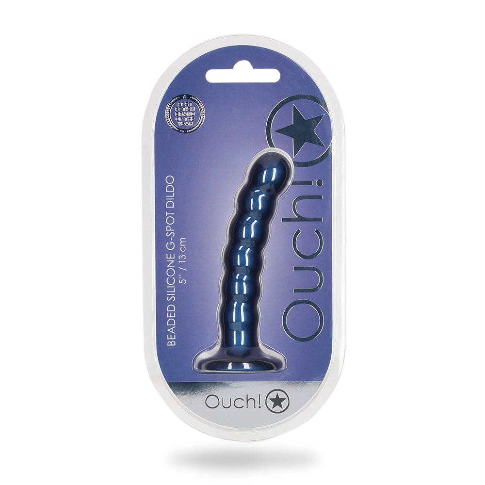 Beaded Silicone G-Spot Dildo 5" Metallic Blue | 8714273494610 | Discreet Personal Wellness