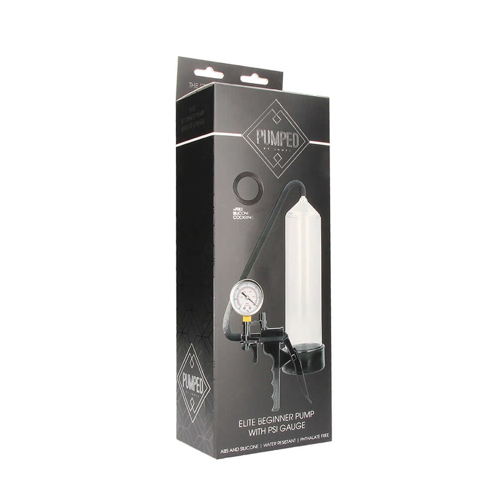 Pumped Elite Beginner Pump With Psi Gauge Transparent | 8714273504739 | Discreet Personal Wellness