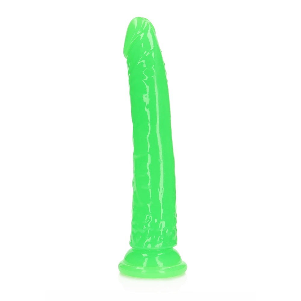 Realrock Glow In The Dark Slim Dildo 10'' Neon Green | 8714273520067 | Discreet Personal Wellness