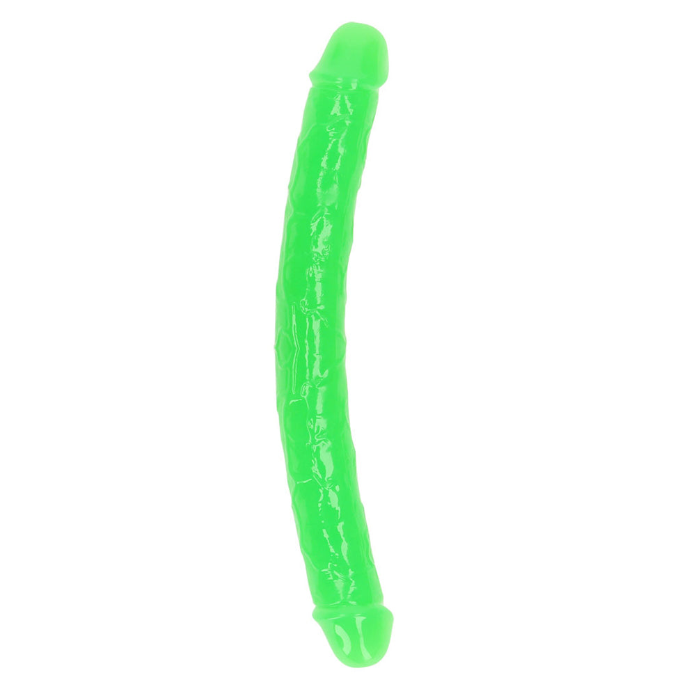 Realrock Glow In The Dark Double Penis 12'' Neon Green | 8714273520241 | Discreet Personal Wellness