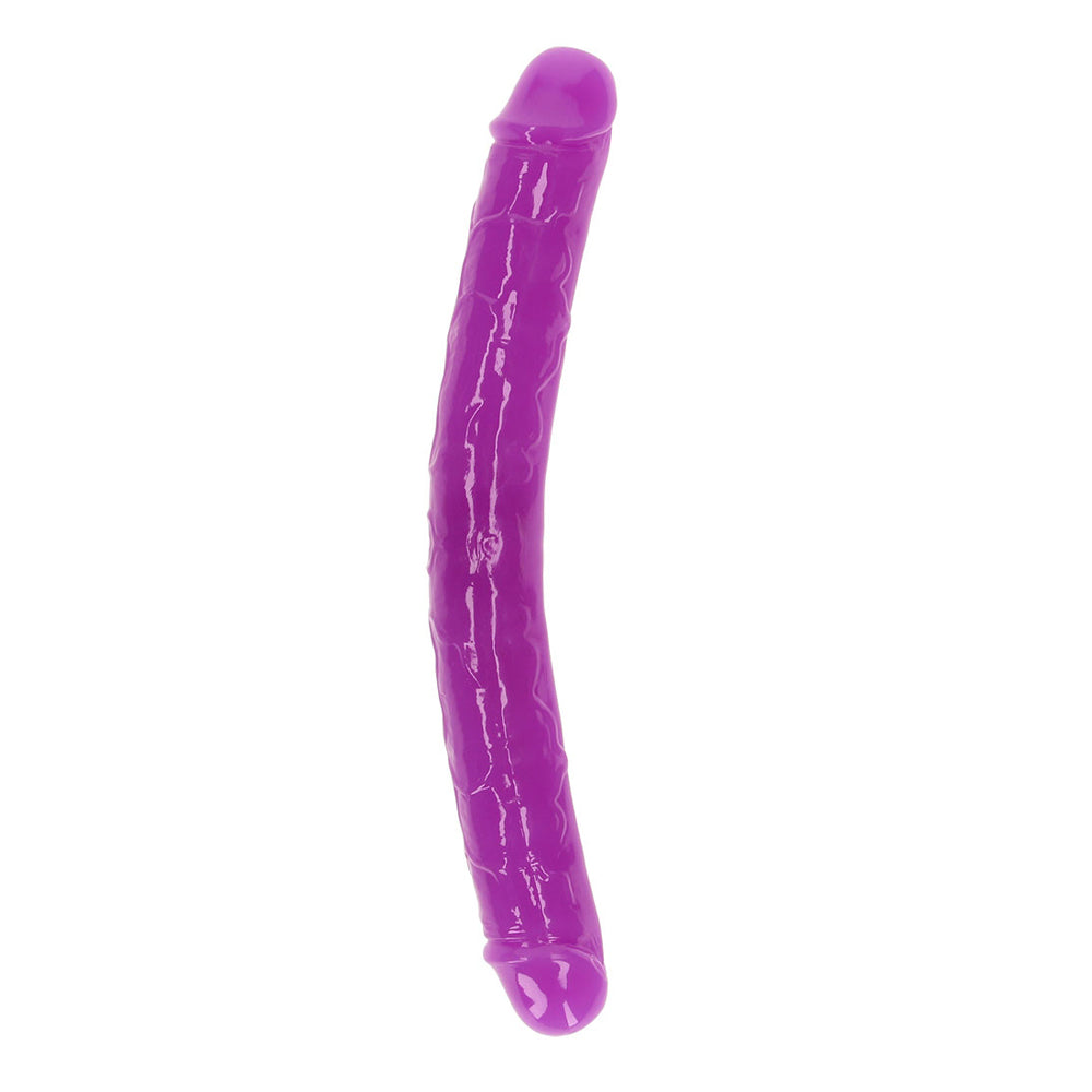 Realrock Glow In The Dark Double Penis 12'' Neon Purple | 8714273520265 | Discreet Personal Wellness