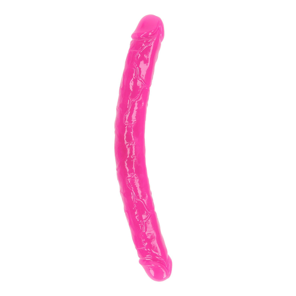 Realrock Glow In The Dark Double Penis 15'' Neon Pink | 8714273520296 | Discreet Personal Wellness