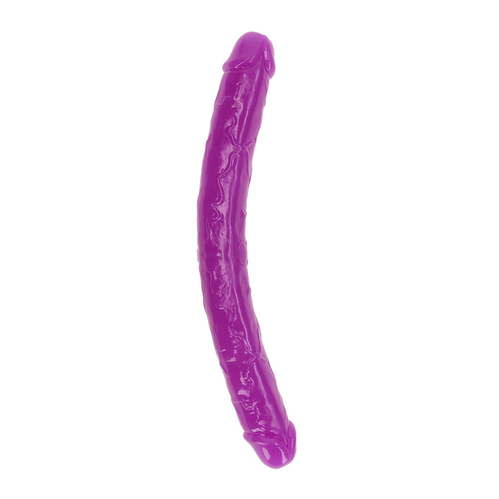Realrock Glow In The Dark Double Penis 15'' Neon Purple | 8714273520302 | Discreet Personal Wellness