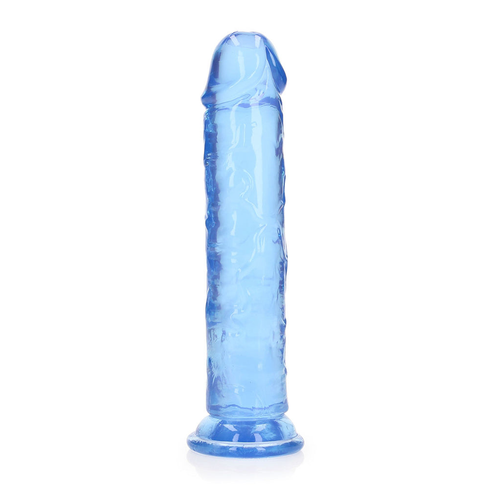 Realrock Crystal Clear Straight Realistic Dildo With Suction Cup 8'' Blue | 8714273520456 | Discreet Personal Wellness