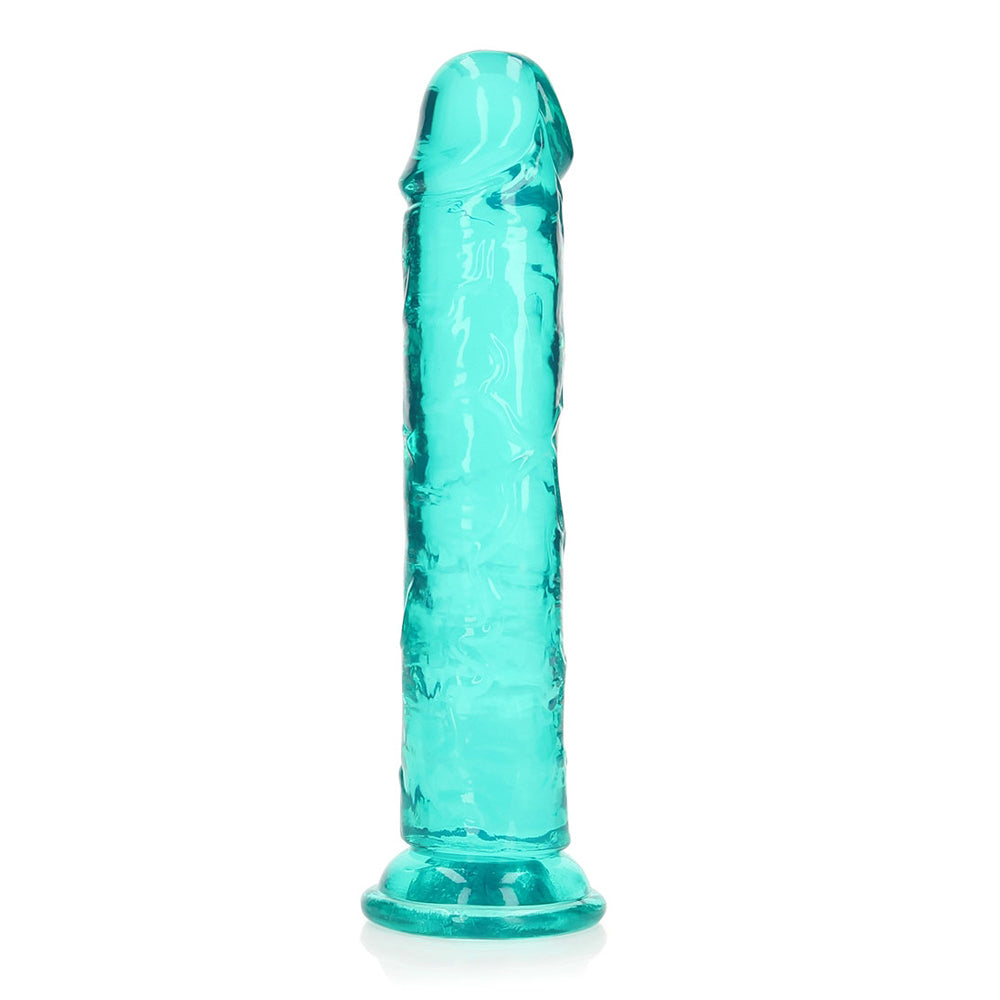 Realrock Crystal Clear Straight Realistic Dildo With Suction Cup 8'' Turquoise | 8714273520487 | Discreet Personal Wellness