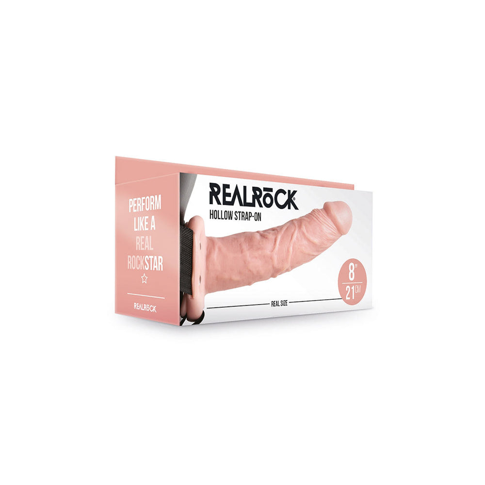 Realrock Hollow Strap-On Without Balls 8" Flesh | 8714273521217 | Discreet Personal Wellness