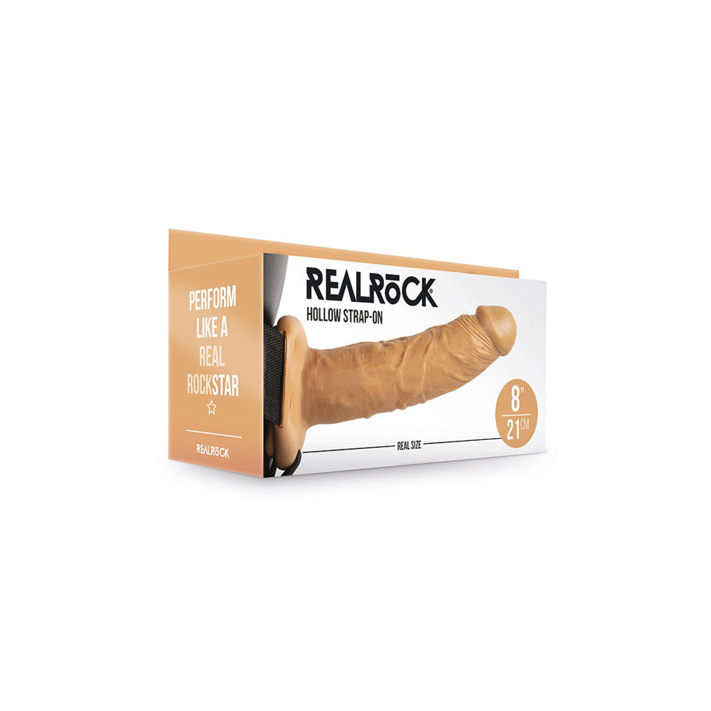 Realrock Hollow Strap-On Without Balls 8" Tan | 8714273521262 | Discreet Personal Wellness