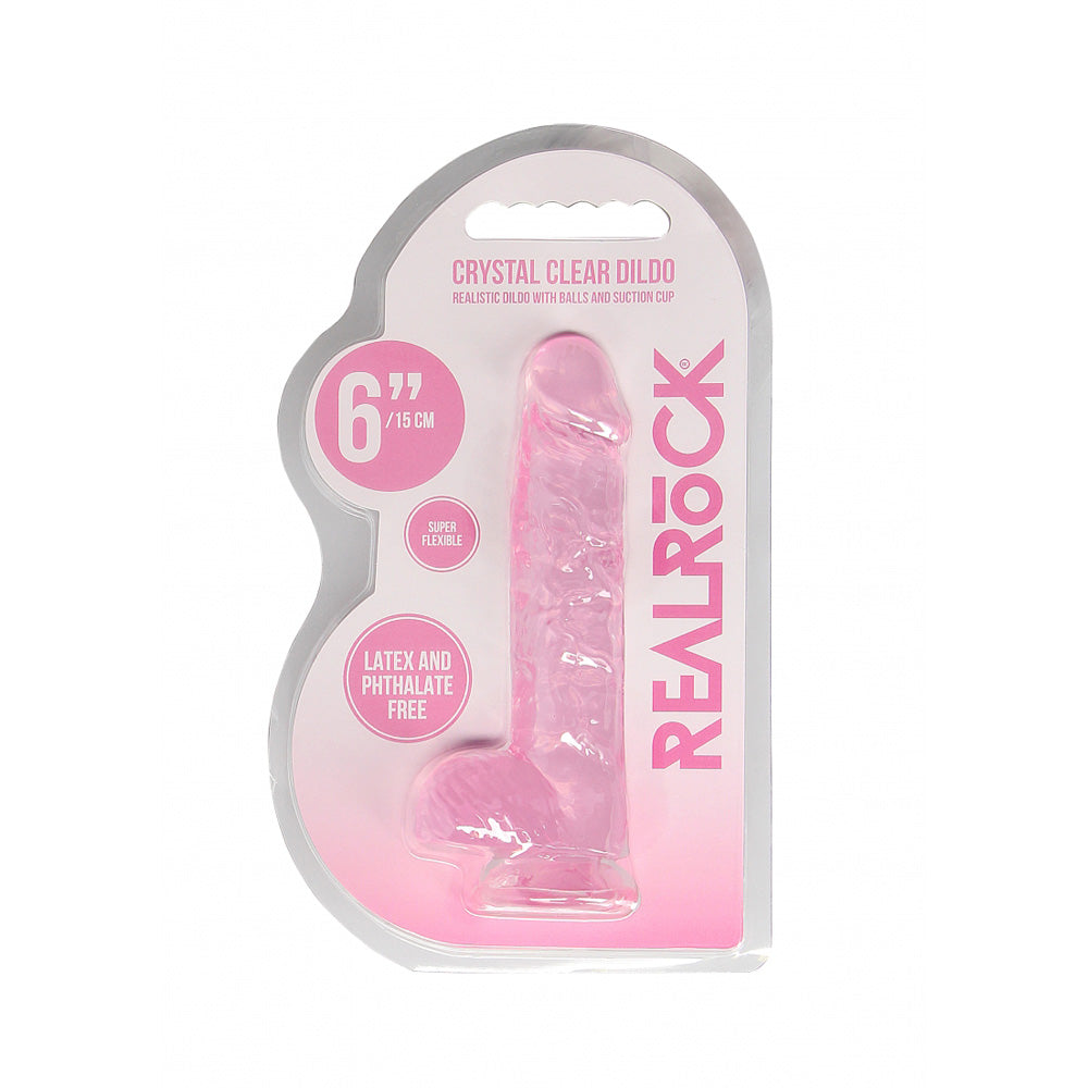 Realrock 6" Realistic Dildo With Balls Pink | 8714273544346 | Discreet Personal Wellness