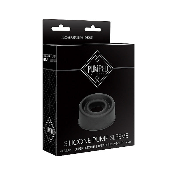 Shots Pumped Silicone Pump Sleeve Medium Black | 8714273548474 | Discreet Personal Wellness
