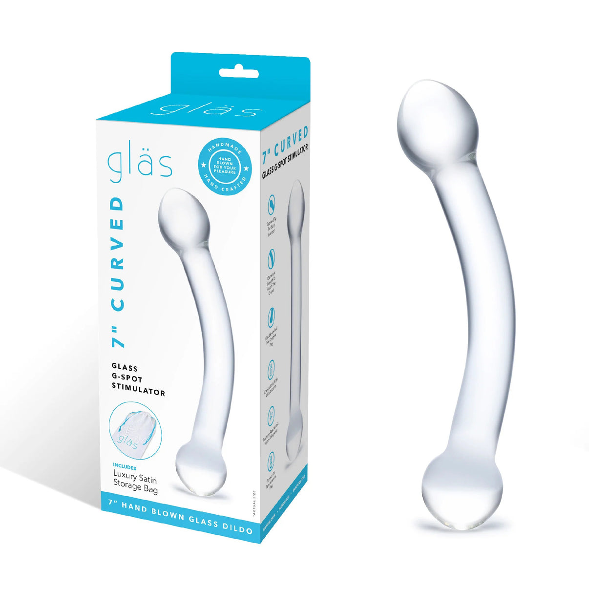 7 Inch Curved Glass G-Spot And Prostate Stimulator | 4890808169681 | Discreet Personal Wellness
