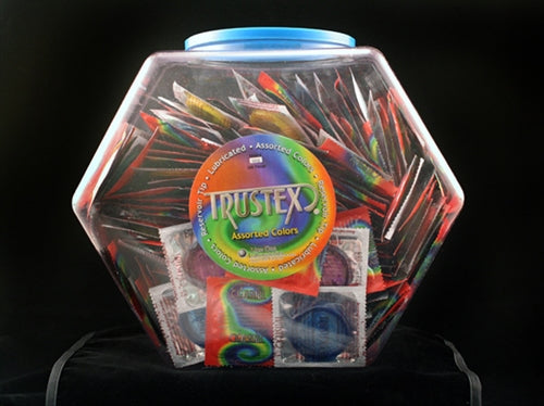 Trustex Assorted Colors Lubricated Condoms - 288 Piece Fishbowl | | Discreet Personal Wellness