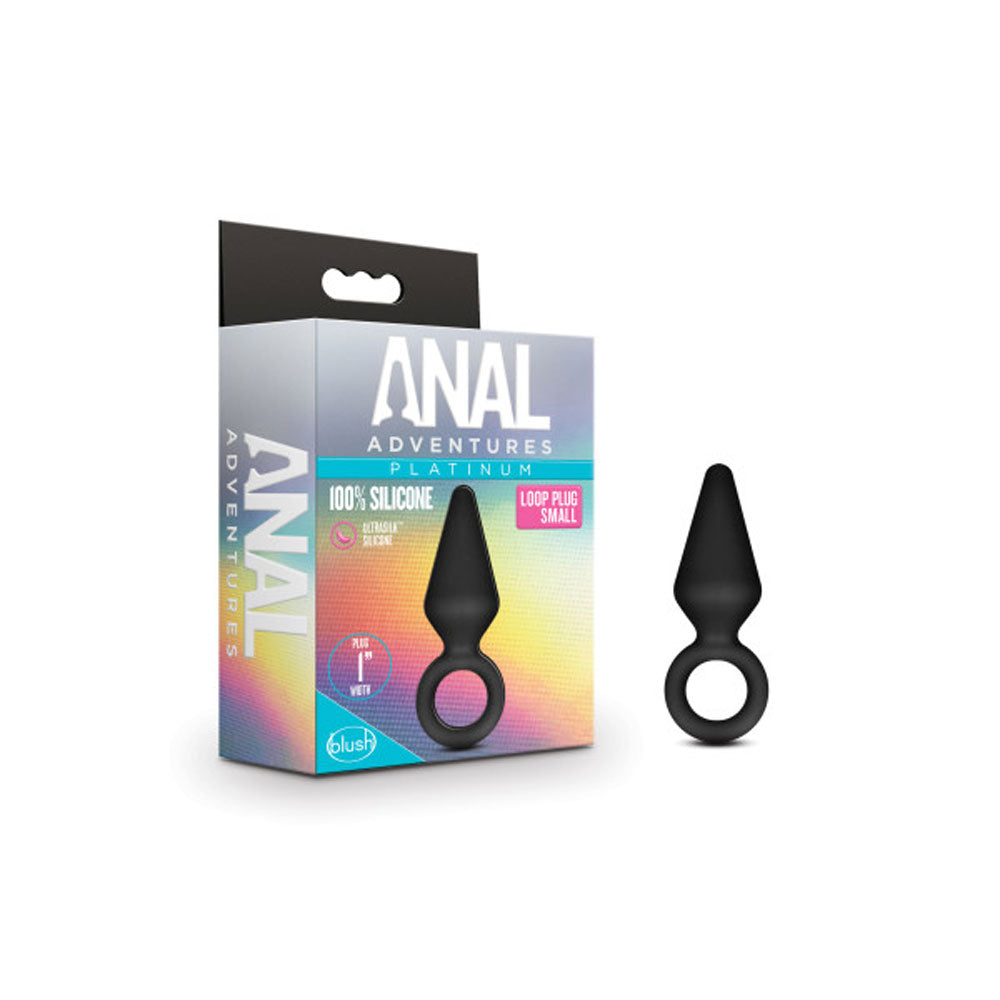 Anal Adventures - Platinum - Silicone Loop Plug - Small - Black | 819835025115 | Discreet Personal Wellness