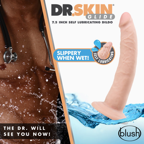 Dr. Skin Glide - 7.5 Inch Self Lubricating Dildo - Vanilla | 819835025863 | Discreet Personal Wellness