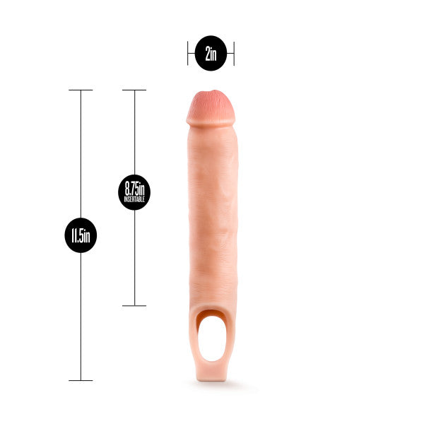 Performance Plus - 11.5 Inch Silicone Penis Sheath Penis Extender - Vanilla | 853858007949 | Discreet Personal Wellness