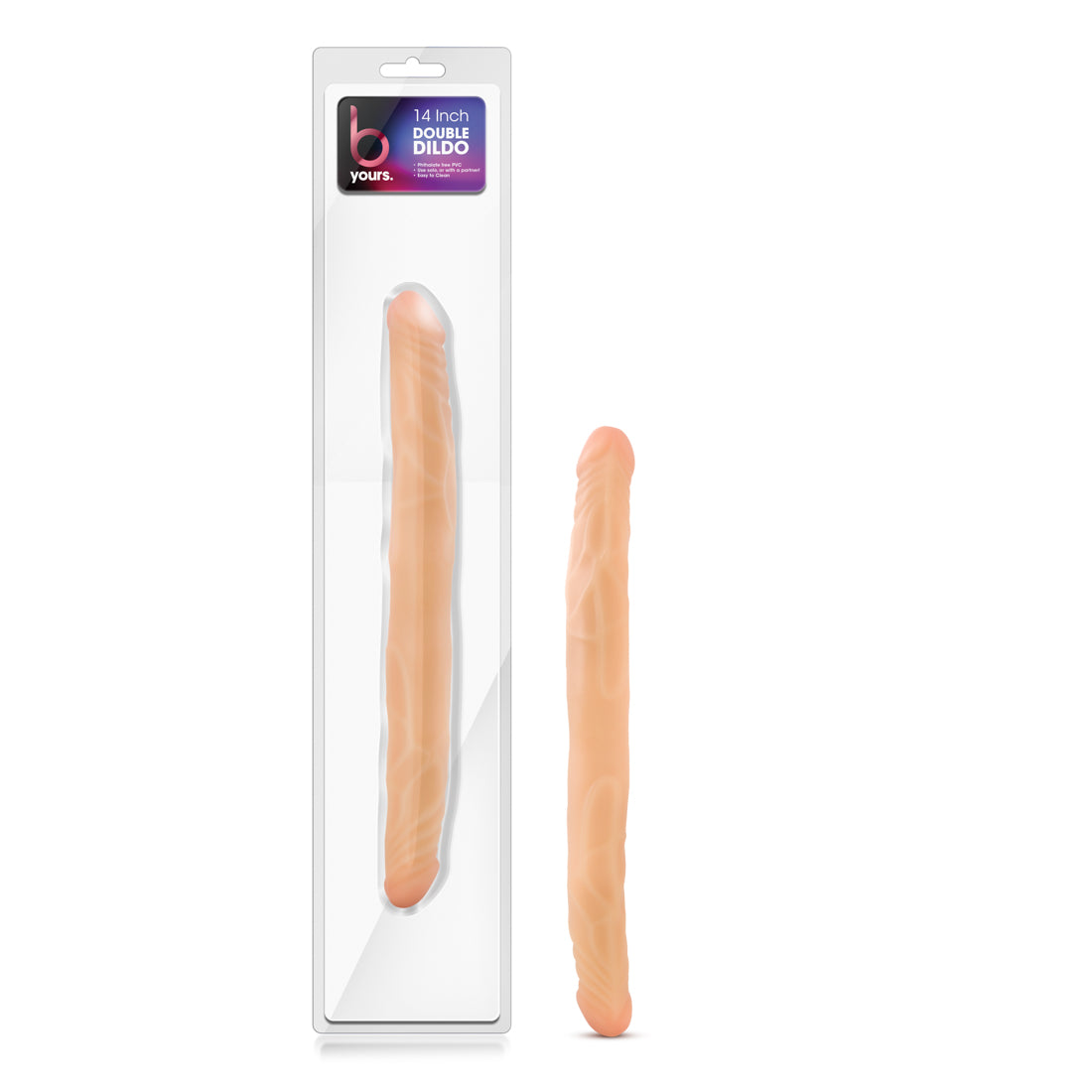 B Yours 14 Inch Double Dildo - Beige | 702730682128 | Discreet Personal Wellness