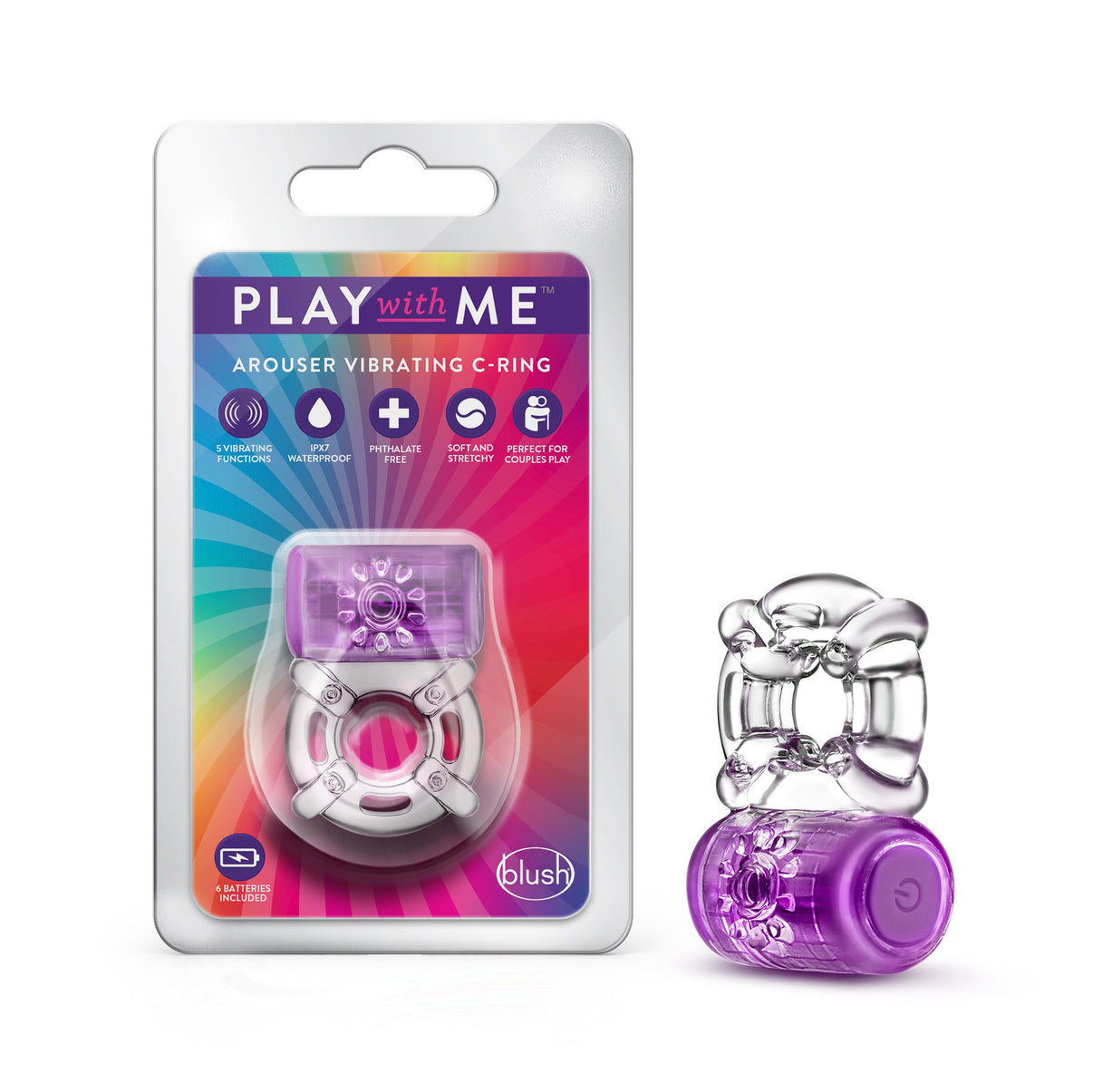 Play With Me - One Night Stand Vibrating C-Ring - Purple | 850002870466 | Discreet Personal Wellness