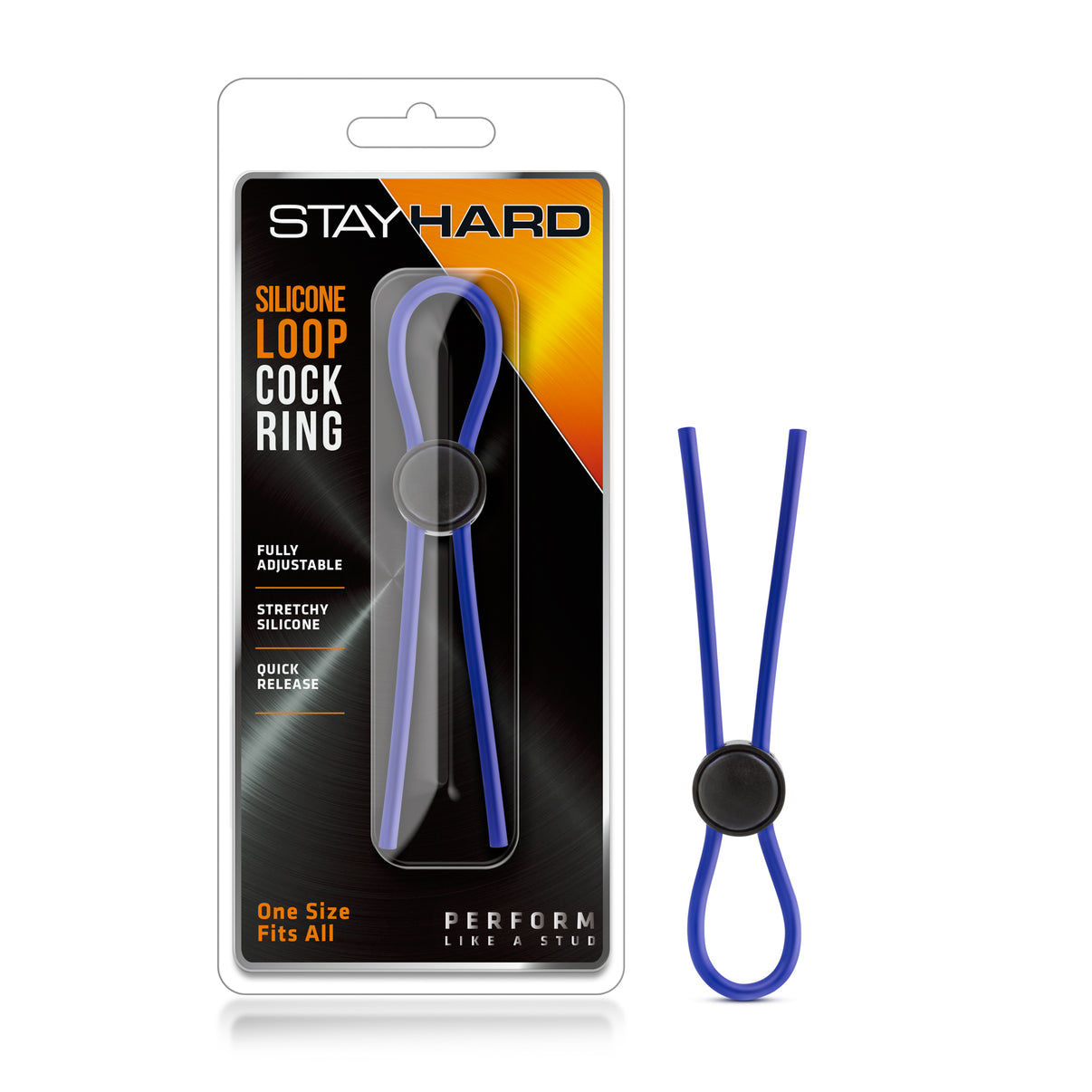 Stay Hard - Silicone Loop Penis Ring - Blue | 853858007482 | Discreet Personal Wellness