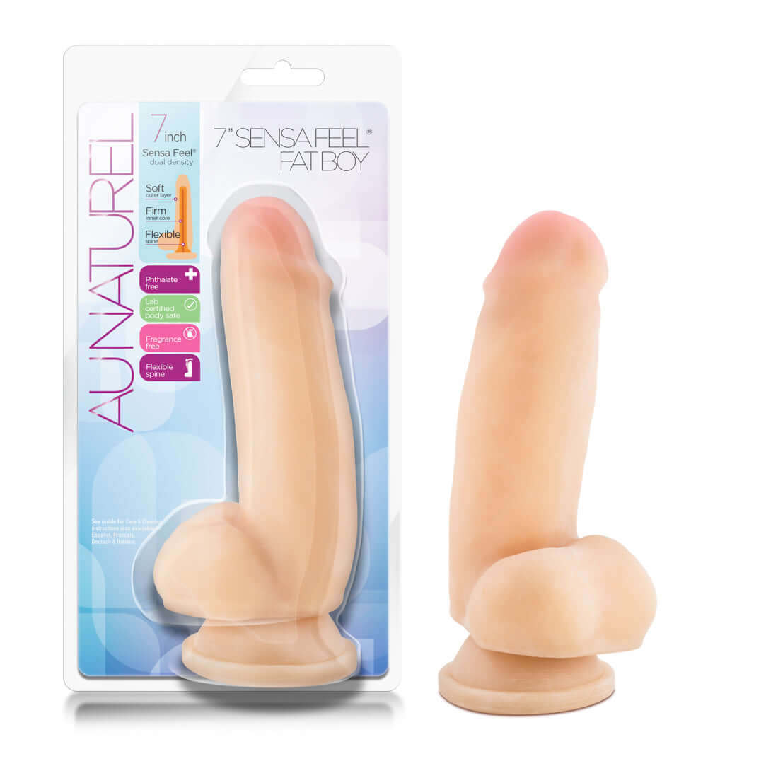 Au Naturel 7 Inch Sensa Feel Fat Boy - Beige | 702730682197 | Discreet Personal Wellness