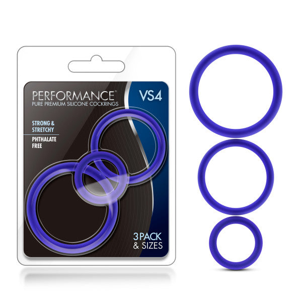 Performance - Vs4 Pure Premium Silicone Penisring Set - Indigo | 853858007574 | Discreet Personal Wellness