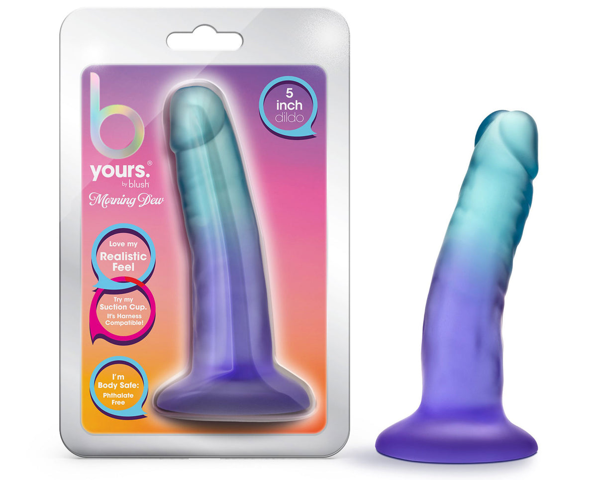 B Yours - Morning Dew - 5 Inch Dildo - Sapphire | 819835028642 | Discreet Personal Wellness
