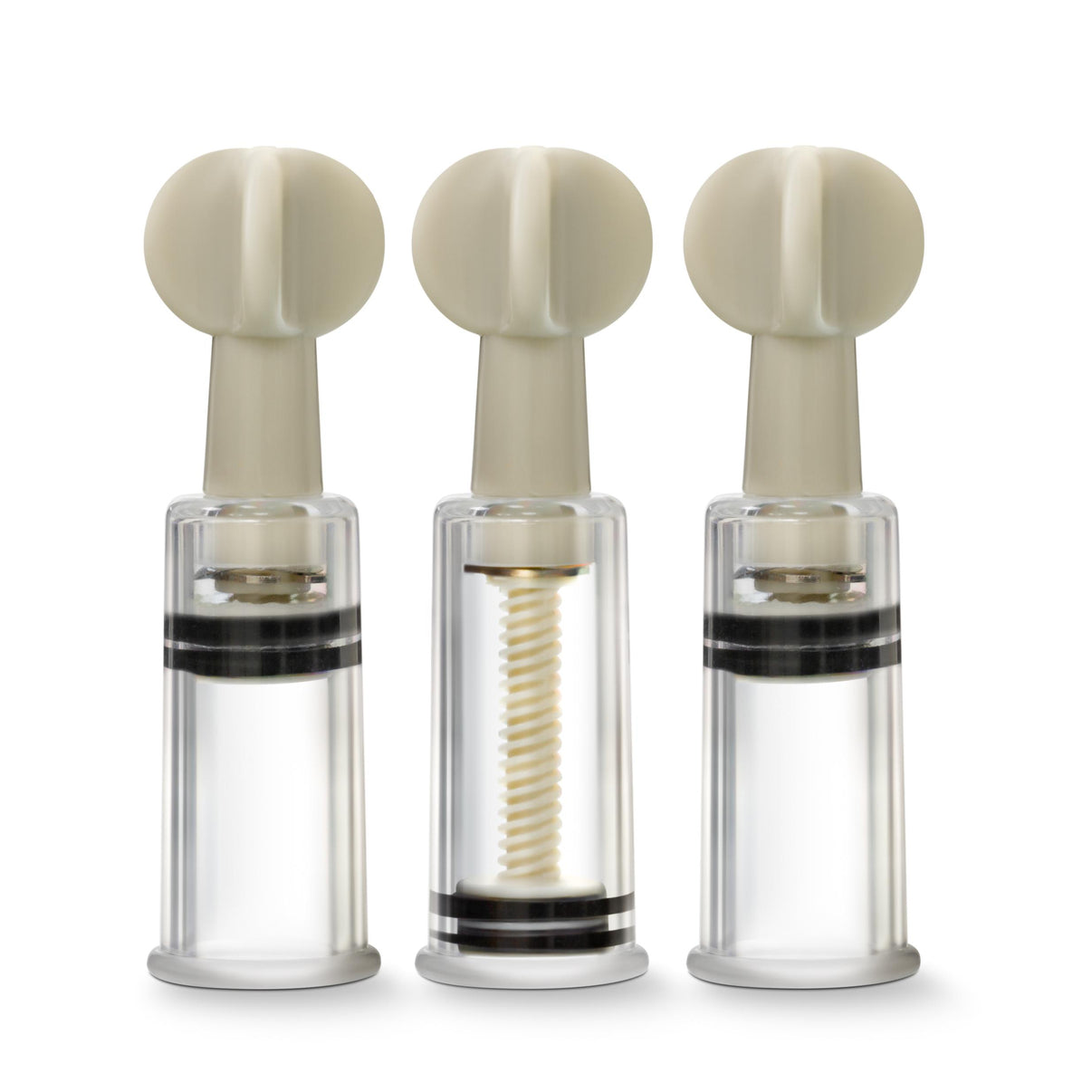 Temptasia - Clitoris and Nipple Twist Suckers - Set of 3 - Clear | 819835024170 | Discreet Personal Wellness