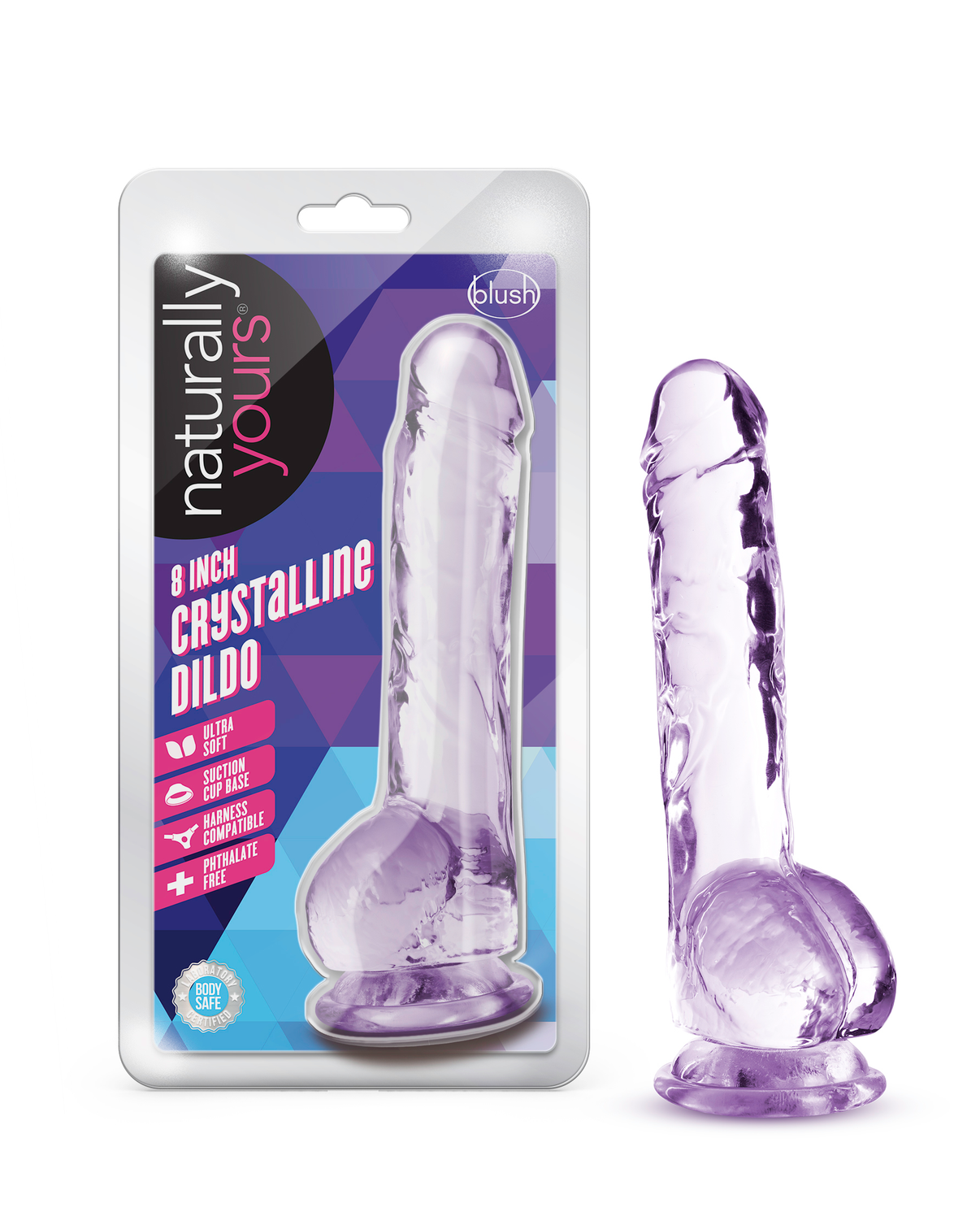 Naturally Yours - 8 Inch Crystalline Dildo - Amethyst | 819835026839 | Discreet Personal Wellness