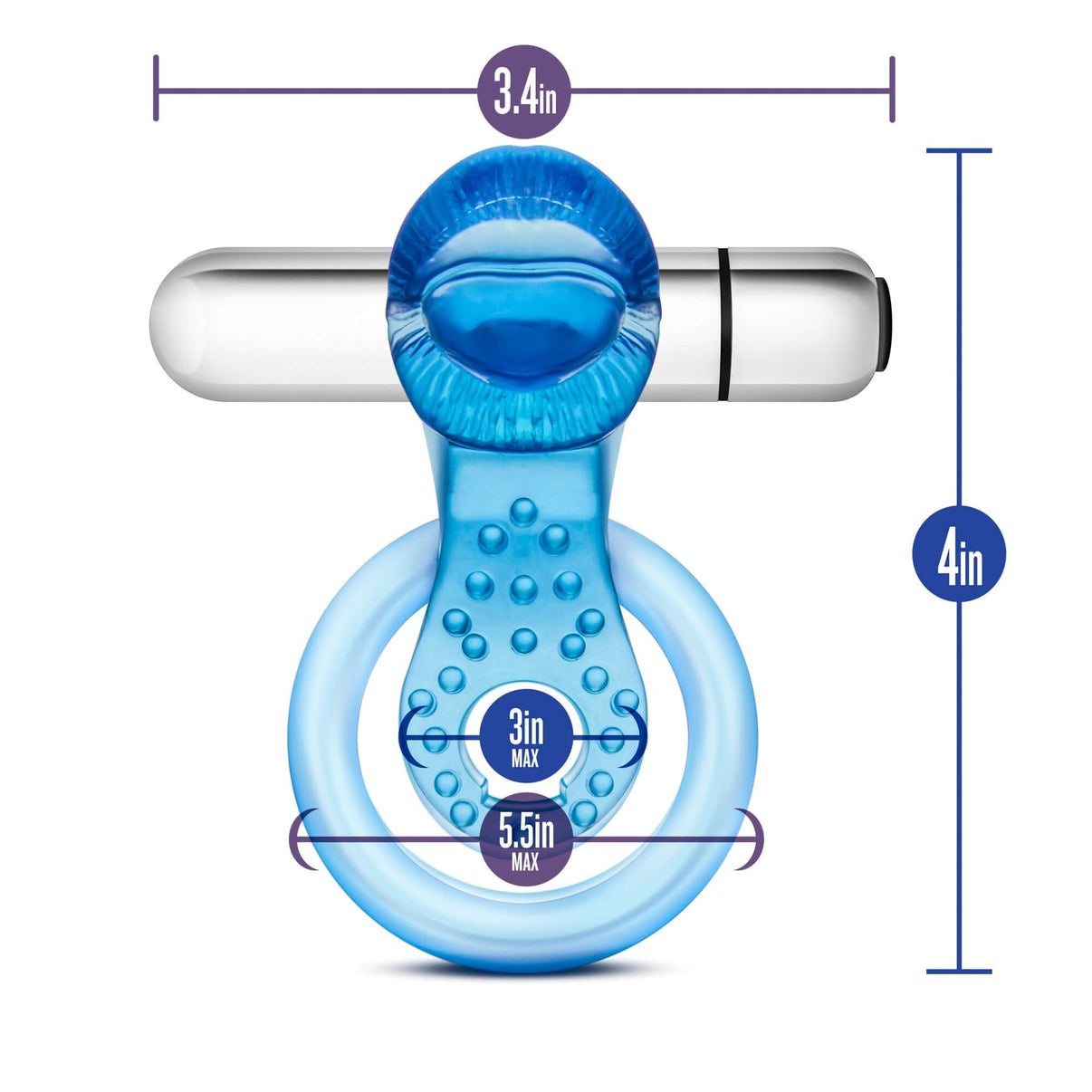 Stay Hard 10 Function Vibrating Tongue Ring - Blue | 853858007291 | Discreet Personal Wellness
