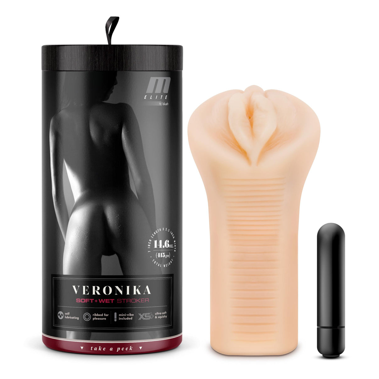 M Elite - Soft and Wet Vagina Stroker - Veronika - Beige | 819835027508 | Discreet Personal Wellness