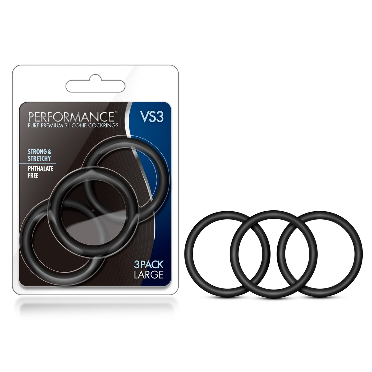 Performance - Vs3 Pure Premium Silicone Penisrings - Large - Black | 853858007581 | Discreet Personal Wellness