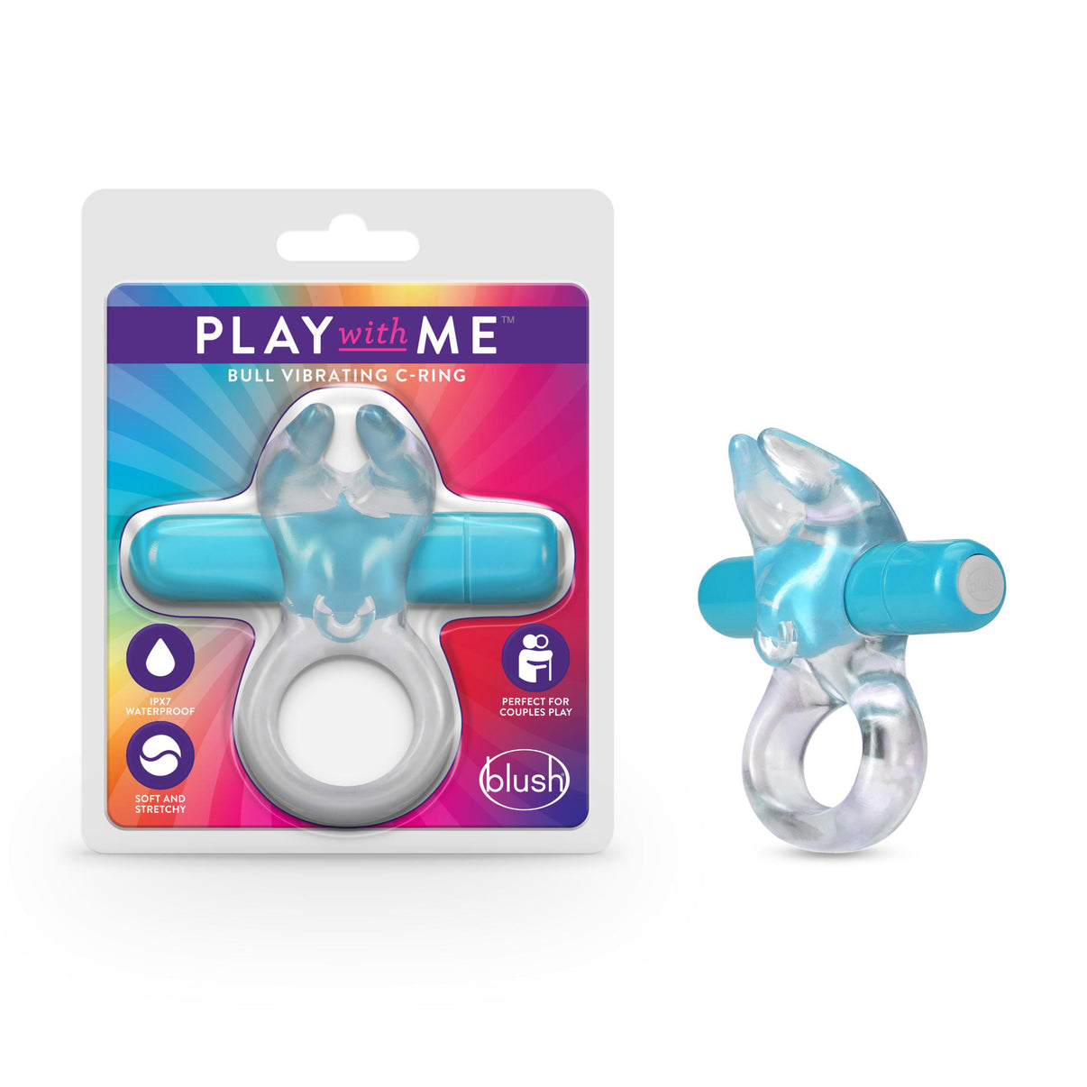Play With Me – Bull Vibrating C-Ring - Blue | 850002870305 | Discreet Personal Wellness