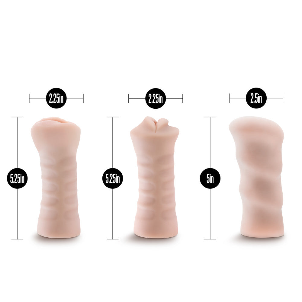 M for Men - 3-Pack Self-Lubricating Vibrating Vagina Ass & Mouth Stroker Sleeve Kit - Vanilla | 819835025429 | Discreet Personal Wellness