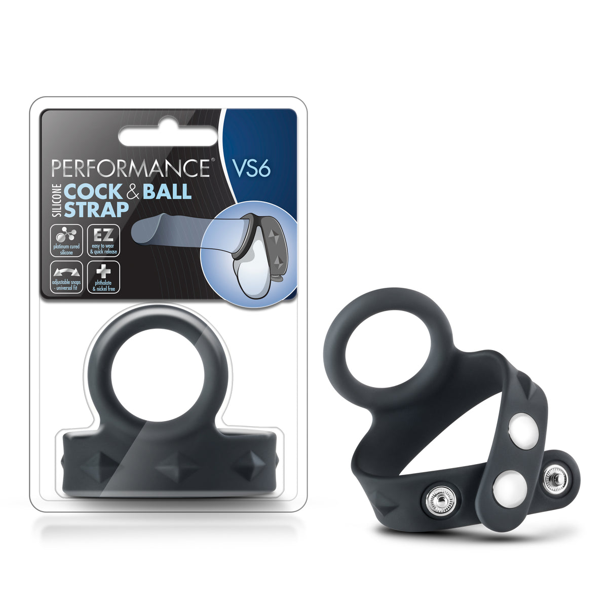 Performance - Vs6 - Silicone Penis & Ball Strap - Black | 850002870138 | Discreet Personal Wellness