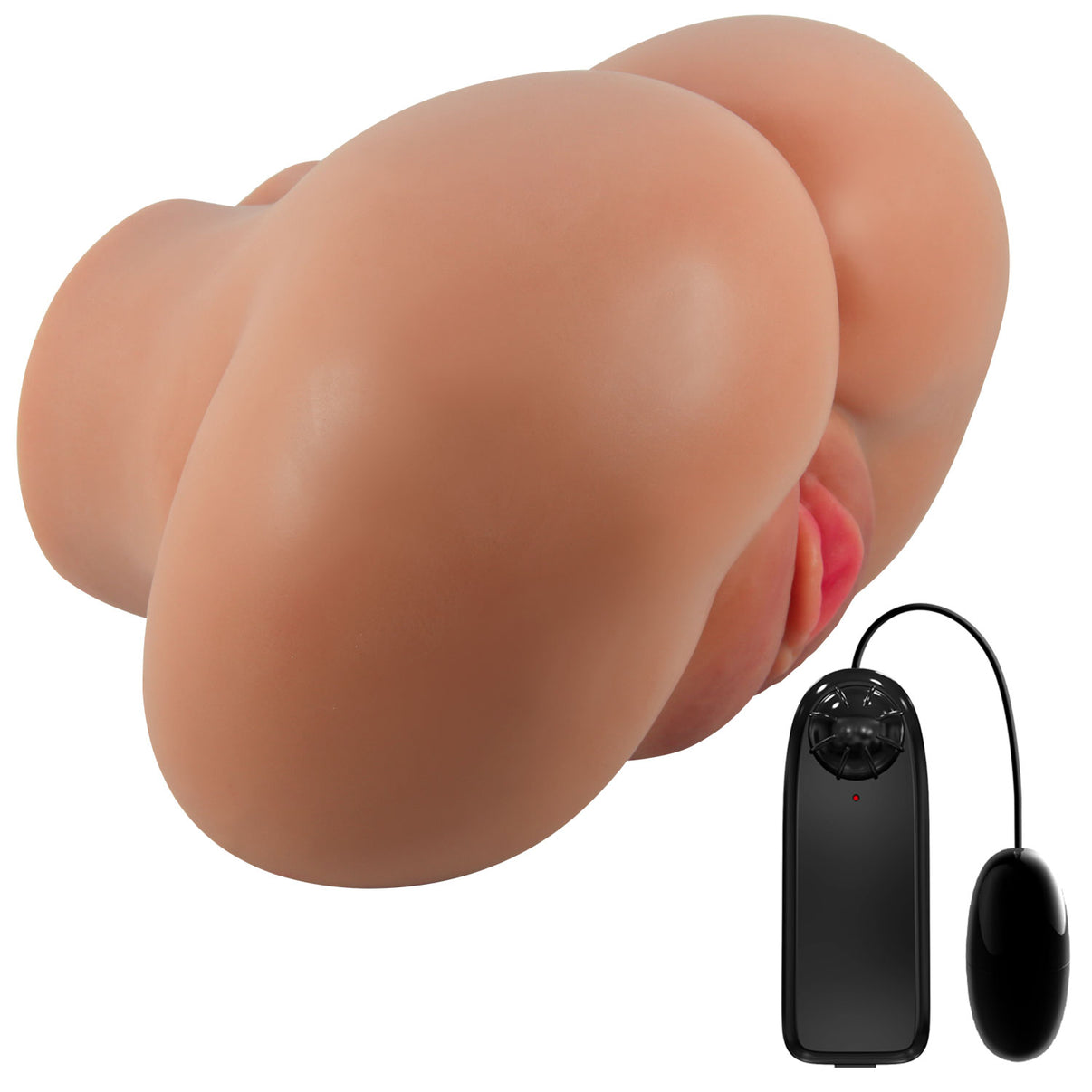 Luna Realistic Vagina and Ass Vibrating Stroker - Tan | 6959532360196 | Discreet Personal Wellness