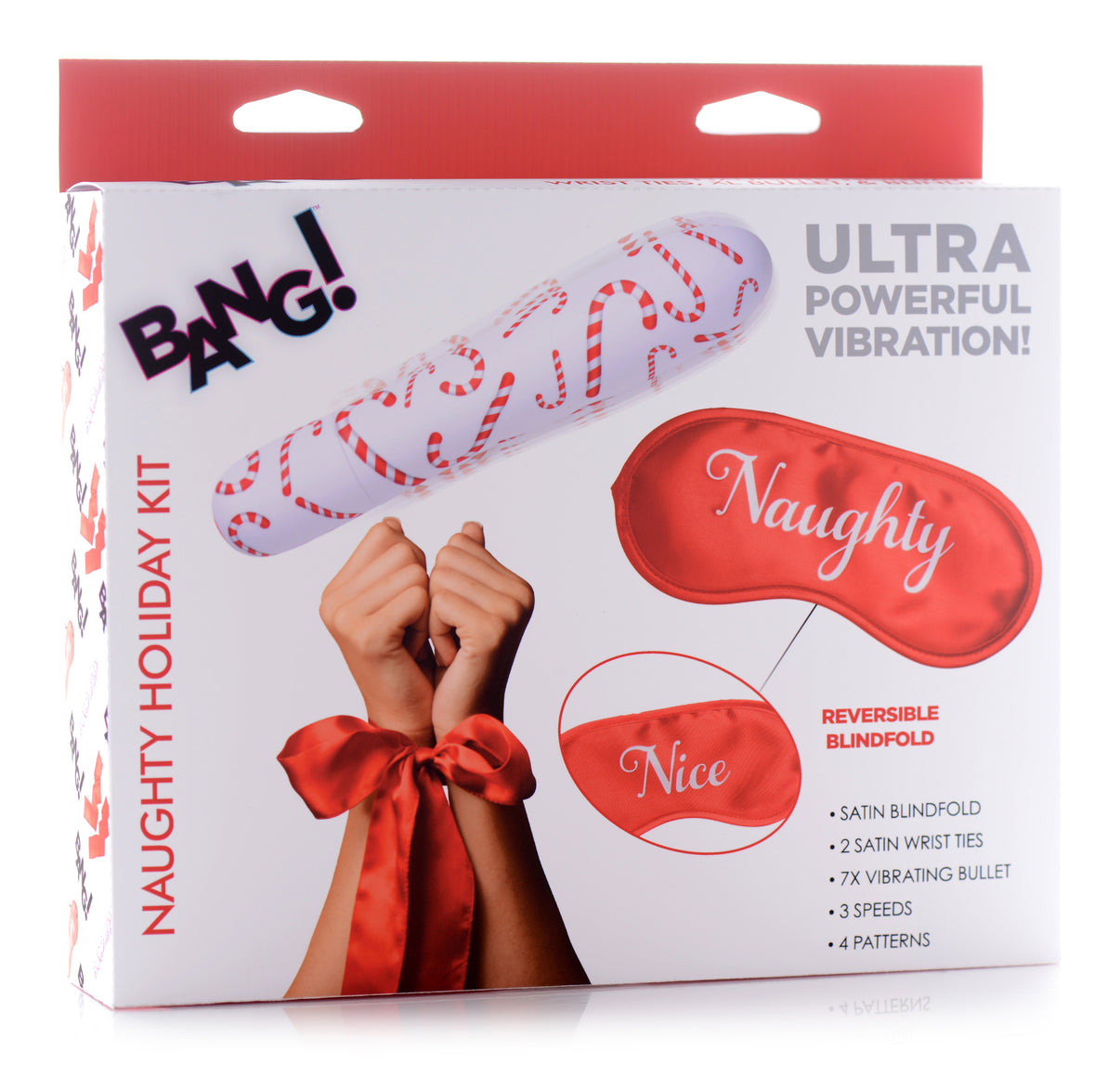 Bang - Naughty Holiday Kit - Wrist Ties XL Bullet and Blindfold | 848518039972 | Discreet Personal Wellness