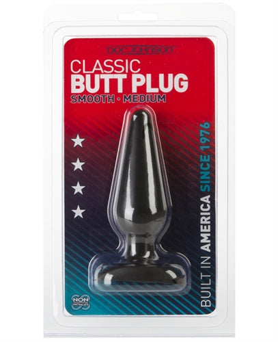 Classic Butt Plug Smooth - Medium - Black | 782421110604 | Discreet Personal Wellness