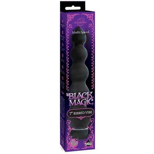 Black Magic 7 Inch Ribbed Vibe | 782421006518 | Discreet Personal Wellness