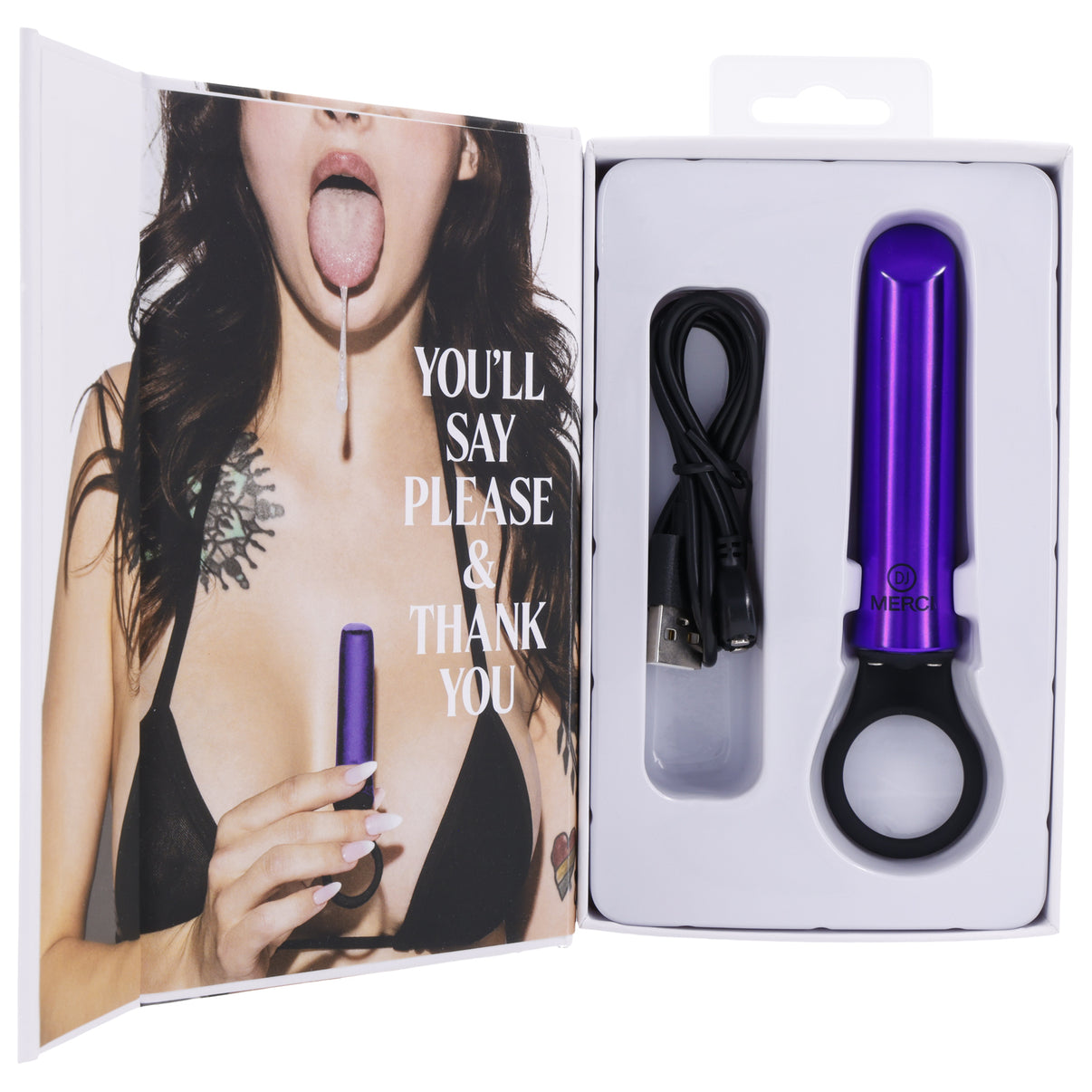 Merci - Power Play With Silicone Grip Ring - Violet | 782421088408 | Discreet Personal Wellness