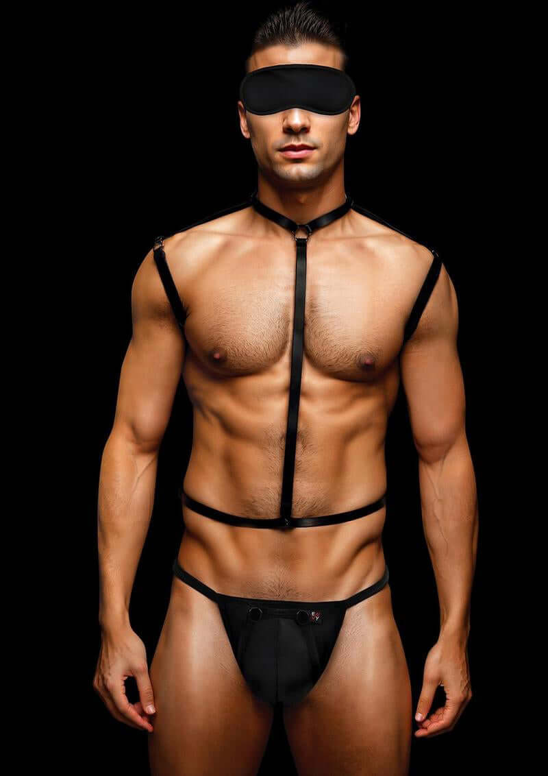 Envy 3 Pc Wet Look Chest Harness - Large/xlarge - Black | 848416015191 | Discreet Personal Wellness