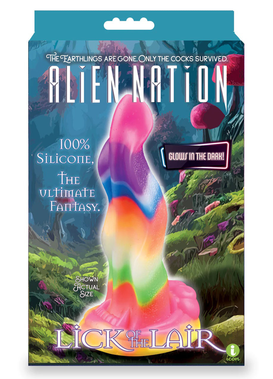 Alien Nation Lick of the Lair Silicone Glow in the Dark Creature Dildo - Multicolor | 847841013574 | Discreet Personal Wellness