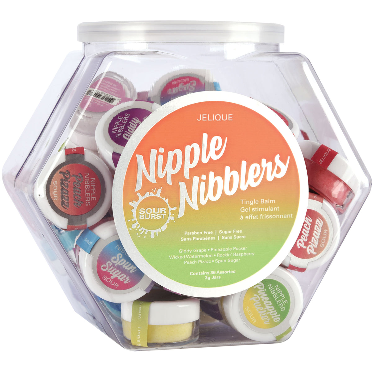 Nipple Nibbler Sour Tingle Balm Assorted - 36 Pc. Bowl - 3g Jar | 638258902731 | Discreet Personal Wellness