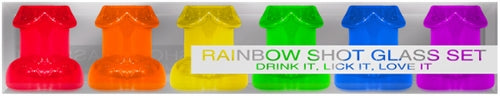 Rainbow Pecker Shot Glass Set Of 6 | 825156107744 | Discreet Personal Wellness