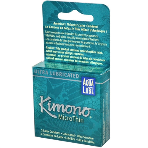 Kimono Microthin Plus Aqua Lube - 3 Pack | 016169060038 | Discreet Personal Wellness